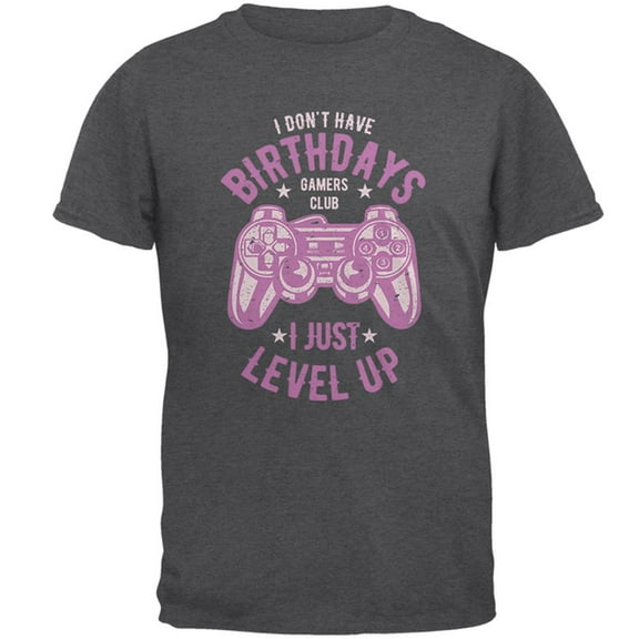 Gamer Birthday Level Up Pink Mens T Shirt Dark Heather 2XL