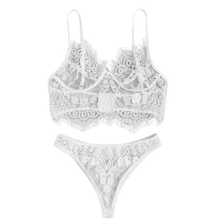 adviicd Lingerie For Women Set Corset Lingerie for Women Woman Mesh Three PointBuckle Jumpsuit Lingerie Underwear White M