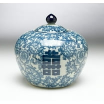 AA Importing 59752 8 inch Blue & White Jar