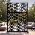 thumbnail image 3 of YUSAZENS Galvanized Steel Outdoor Privacy Screen, 3-Piece Set, Weather Resistant for Patio Backyard Black, 3 of 7