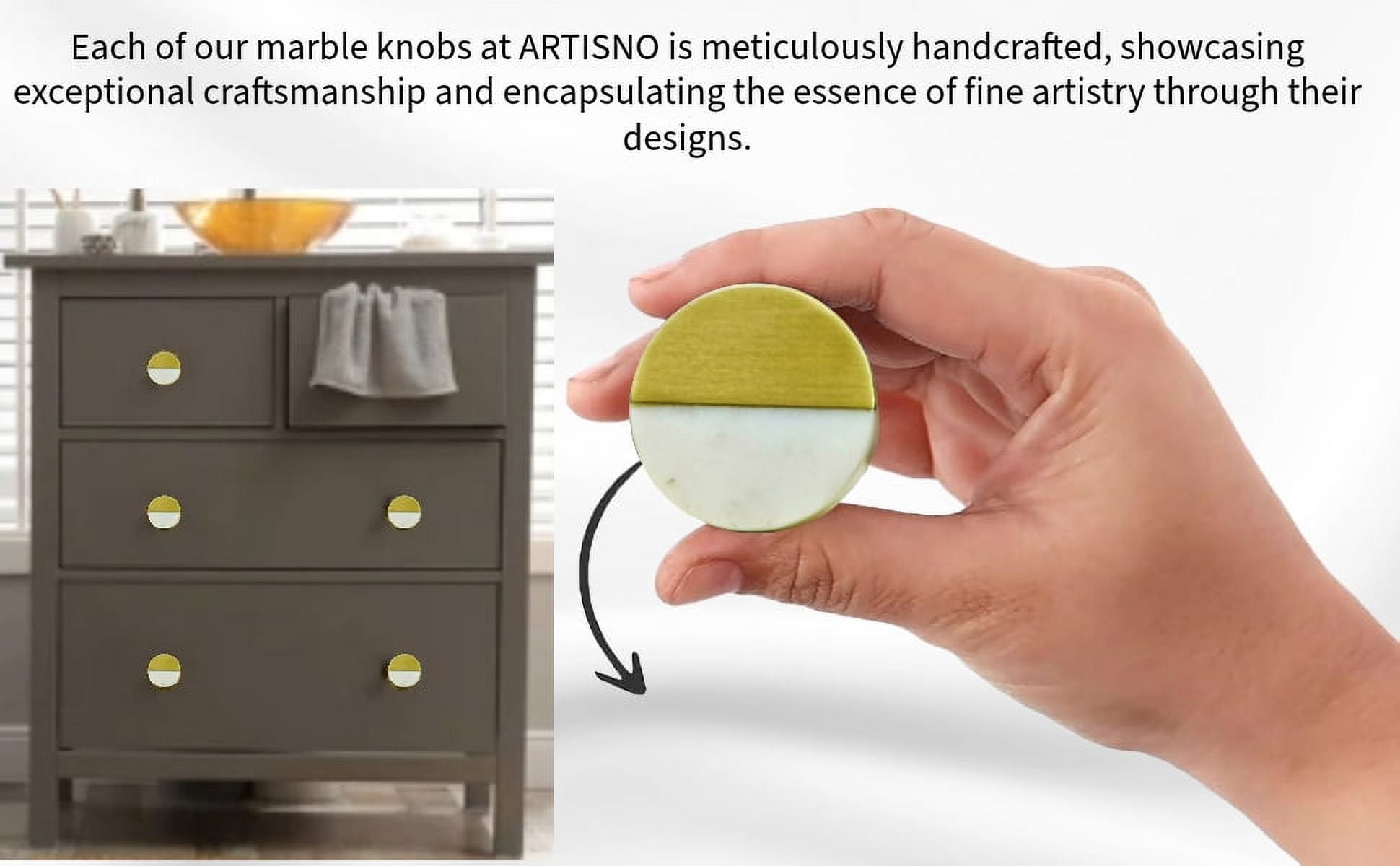 India House- Marble Knobs for Dresser Drawers Chest Cupboard Bathroom Drawer Door Cabinet Kitchen Handmade Handles Pull Knob Pack of 6