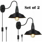 Set of 2 Plug in Wall Sconce Industrial Lights for Bedroom