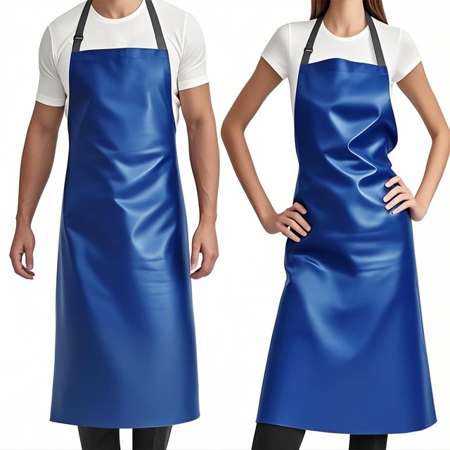 Delantal GoldPig de 40 pulgadas, impermeable, de goma, vinilo, muy resistente, azul