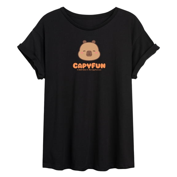 CapyFun - Capybara Logo - Juniors Oversized Graphic T-Shirt