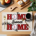 thumbnail image 2 of White Red Baseball Placemats Set of 6 Modern Art Funny Words Place Mats Indoor Wipeable Table Mats Washable Cloth Dining Table Placemats for Kitchen Holiday Party Home Decor 13x19 Inch, 2 of 9