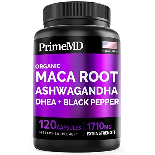PrimeMD 6in1 Organic Maca Root & Ashwagandha 120 Capsules 1710mg w