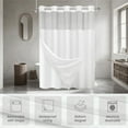 thumbnail image 6 of Waffle Weave Hookless Shower Curtain with Snap in Liner, DawnJoanHD White Polyester Fabric Shower Curtains with See Through Top Window, 71" x 74", 6 of 9