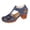 Blue, variant on Mid Chunky Heeled Sandals for Women Close Toe Platform Cut out Heels Non Slip Slides Slipper Embroidered Floral Beach Footwear Brown Size 8