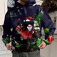 thumbnail image 3 of Sudadera con capucha con estampado 3D de Papá Noel y muñeco de nieve para hombre, sudadera informal holgada de manga larga con capucha y diseño de Feliz Navidad, 3 of 5