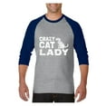 thumbnail image 1 of MmF - Mens Raglan Sleeve Baseball T-Shirts, up to Size 3XL - Crazy Cat Lady, 1 of 4