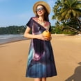 thumbnail image 4 of Easygdp Dramatic Shark Attack para Vestido Transpirable de Mujer, Vestido Suelto de Manga Corta con Pliegues y Bolsillos para el Verano, 4 of 6