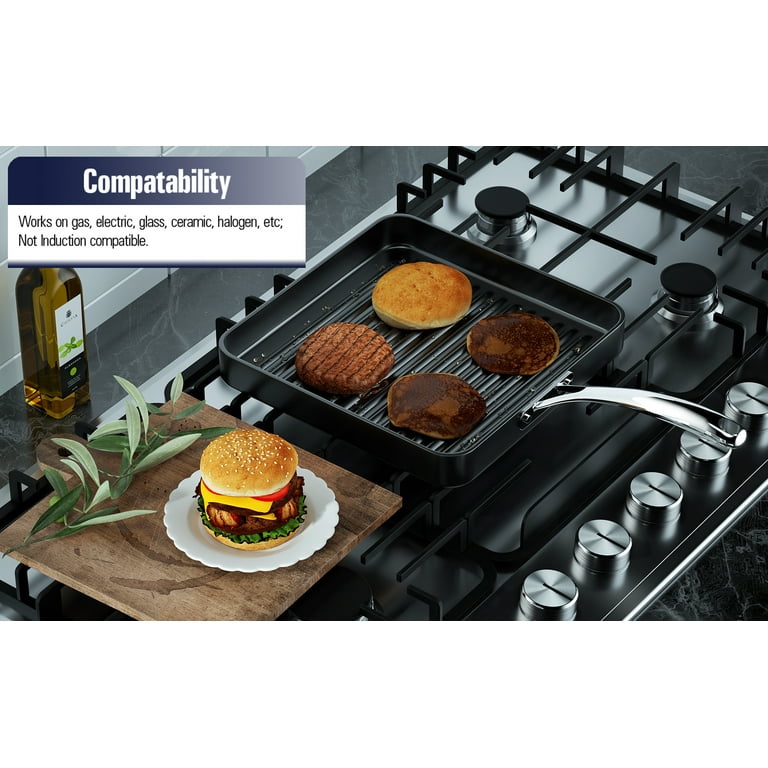 Cooks Standard Nonstick Square Griddle Pan 11 x 11-Inch, Hard Anodized