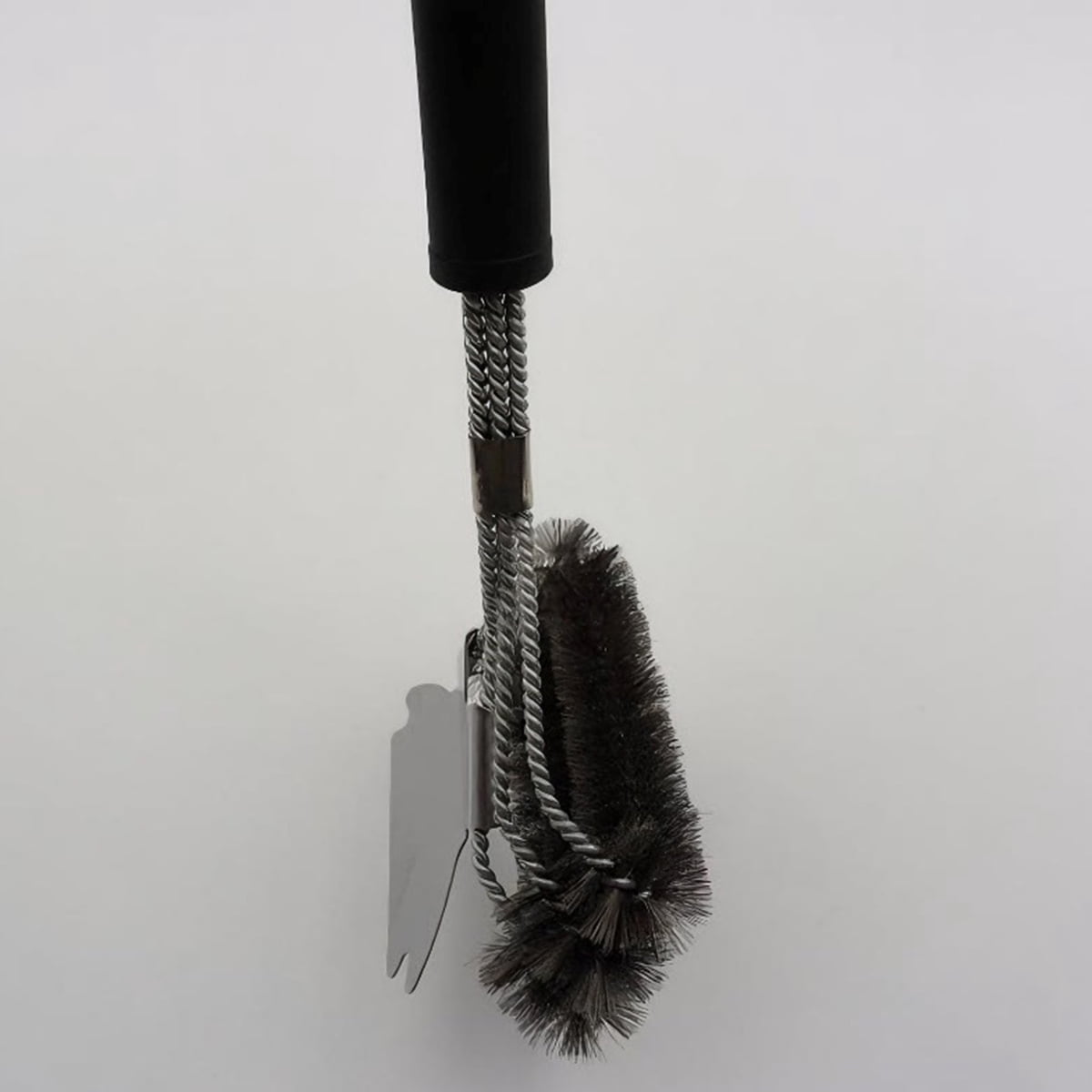 Long Handle BBQ Grill Cleaning Brush, Stainless Steel Wire Brush with Scraper Blade for Grill Grate, Barbecue Net, Oven Rack – Heavy Duty Outdoor Tool