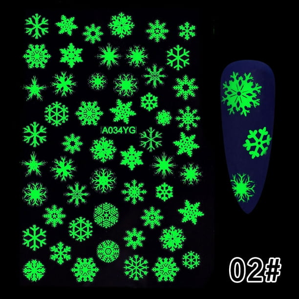 Nail Stickers 3D Luminous Nail Decals Nail Art Adhesive Stickers Glow