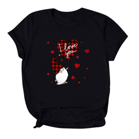 

Womens Blouses And Tops Dressy Womens Catoon Print Cute Causal Short Sleeve Tops Blouse T-Shirt Fashion Casual Round-Neck Women S Tops Tees & Blouses Black S