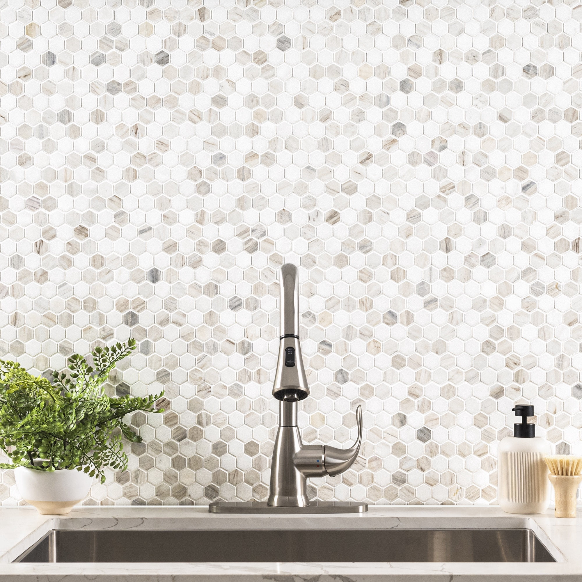 MSI Angora Tibi Sample Polished Marble Mosaic Floor And Wall Tile