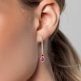 thumbnail image 3 of Gem Stone King 14K Two Tone Gold Pink Created Sapphire and Red Created Ruby and Lab Grown Diamond Dangle Earrings for Women | 2.56 Cttw | Gemstone September Birthstone | Oval 7X5MM, 3 of 6