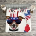 thumbnail image 3 of Ambesonne 4th of July Quilted Bedspread Set 3 Pcs, Funny House Pet, King Size, Multicolor, 3 of 3