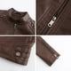 thumbnail image 5 of Chaqueta de cuero para mujer, chaqueta de motorista corta, cuello alto, cremallera, chaqueta de cuero, chaqueta de entretiempo para otoño y primavera, 5 of 5