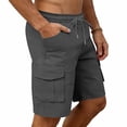 thumbnail image 7 of yillto Mens Big and Tall Cargo Shorts with Pockets Elastic Waist Drawstring Loose 5 Inch Causal Summer Shorts, 7 of 7