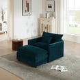 thumbnail image 6 of VEPXXP 41.4" Oversized Chenille Accent Chair with Ottoman, Modern Deep Seat Lounge Chair, Comfy Upholstered Armchair for Living Room Bedroom Apartment Small Space, Blue, 6 of 9