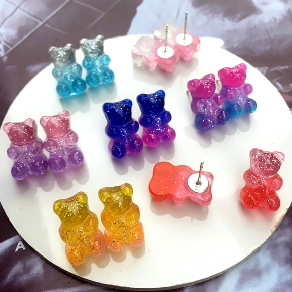 SmartBy Fashion Women Candy Color Cartoon Gummy Bear Ear Stud Earrings Jewelry Gift