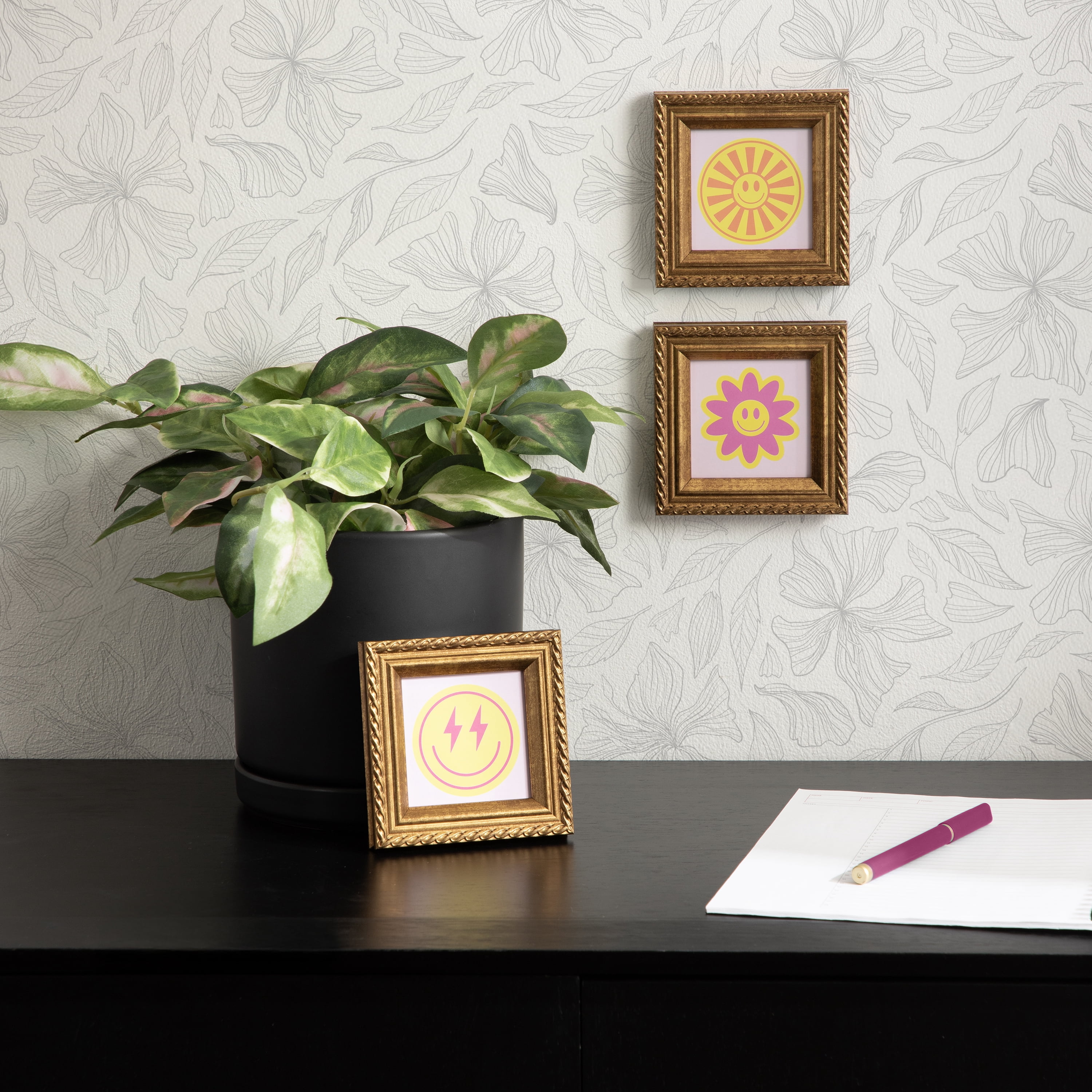 DesignOvation Smiley Faces 4" x 4" Magnetic Mini Art Prints by The Creative Bunch Studio (Set of 3)