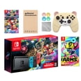 thumbnail image 1 of Nintendo Switch Mario Kart 8 Deluxe Bundle: Red/Blue Console, Mario Kart 8 & Membership, Arms, Mytrix Wireless Pro Controller Peary Yellow Bear and Accessories, 1 of 8