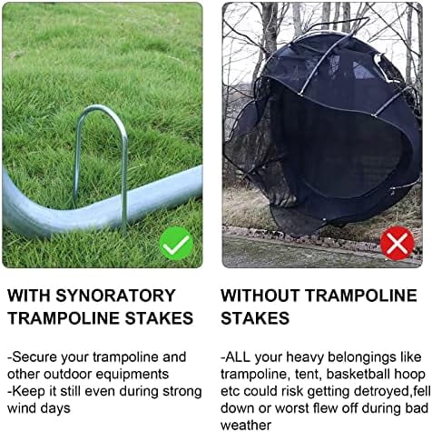 Trampolines Wind Stakes Heavy Duty U Type Sharp Ends Safety 12inch Ground Anchor Galvanized Steel for Soccer Goals, Camping Tents and Huge Garden Decoration (Trampoline Anchors 8pcs)