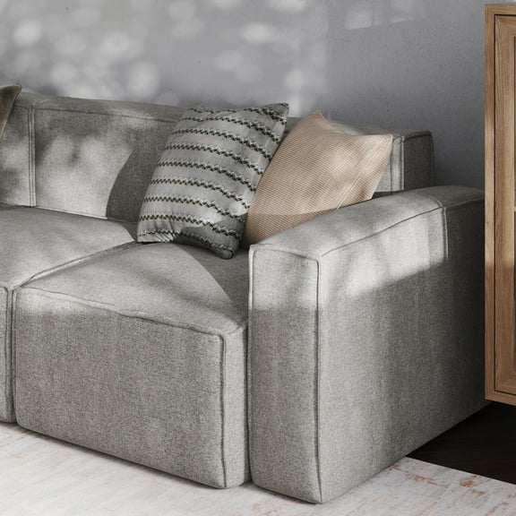 EMMA OLIVER Modern Fabric Foam Hardwood Polyester Armchair, Gray