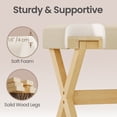 thumbnail image 3 of Upholstered Vanity Stool, Makeup Stool, Foot Rest, Solid Wood X Legs, White and Yellow, 3 of 8