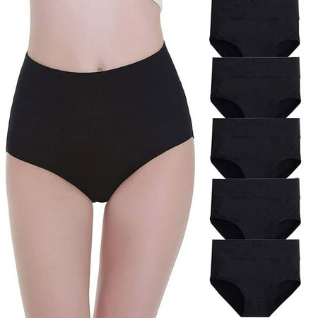 IDALL Womens Underwear Panties for Women Underwear 5 Pieces Comfortable Lingerie Mid-Waist Panties Underwear No Show Underwear for Women Womens Panties Black XXL