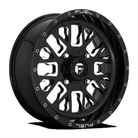 Fuel UTV Aluminum Rim D611 STROKE 20X7in Gloss Black Milled Finish, D6112070A544