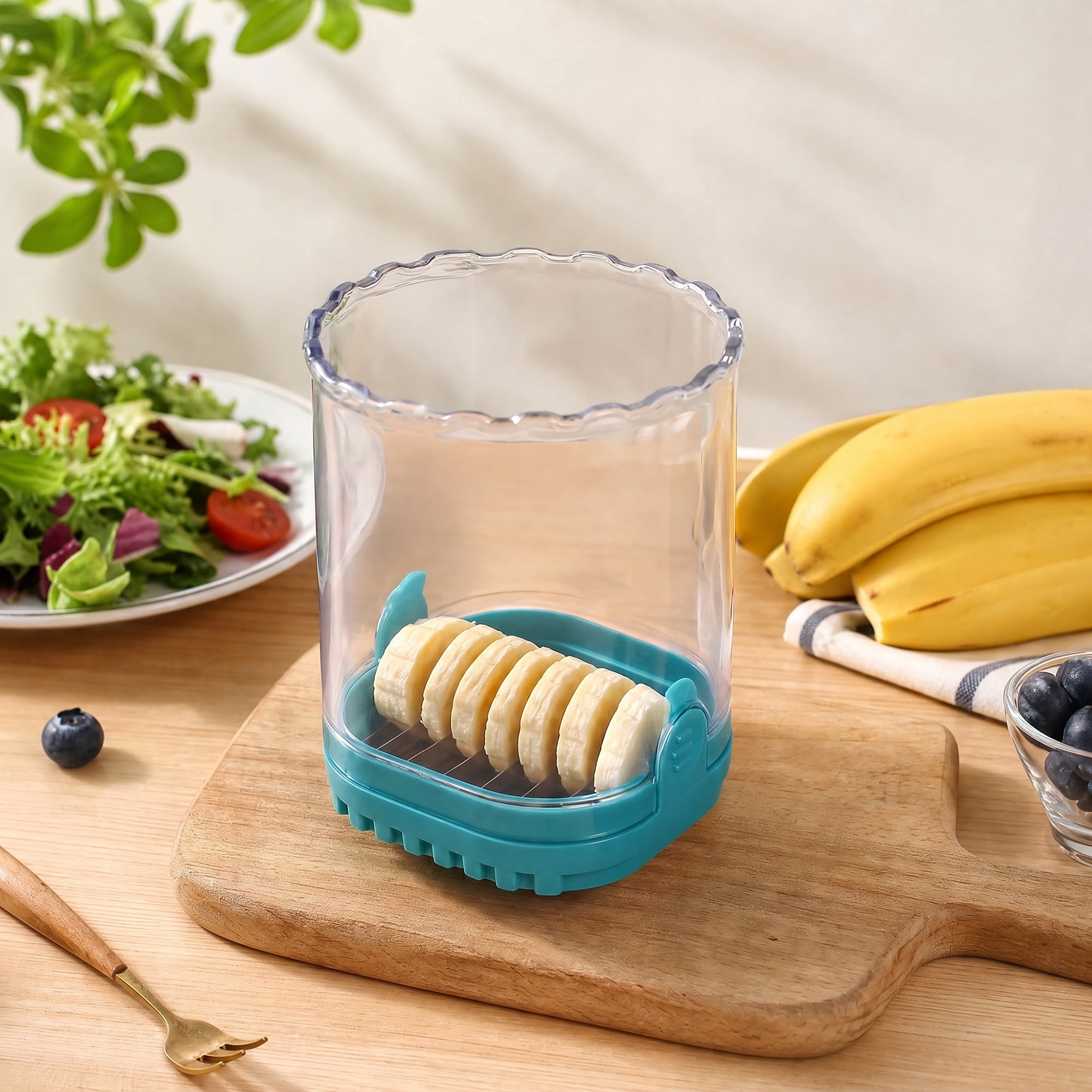 Unique Bargains Vegetable and Fruit Chopper Food Processor Veggie Cutter Dark Green