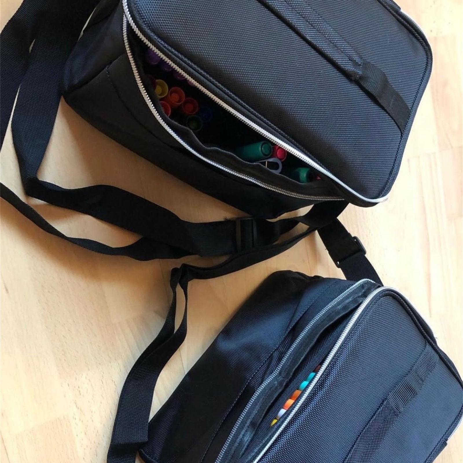 120 Slots Large Capacity Multilayer Marker Case with Shoulder Strap Portable Art Markers Carrying Bag Marker Organizers