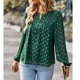 thumbnail image 2 of Blusa Manga Larga Linterna Botón Cuello Redondo Jersey Casual Tops De Moda para Mujer Atrovirens XL, 2 of 6