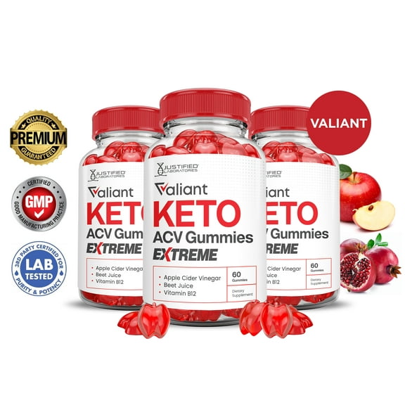 (3 Pack) Valiant Keto Extreme ACV Gummies 2000mg Dietary Supplement 180 Gummys