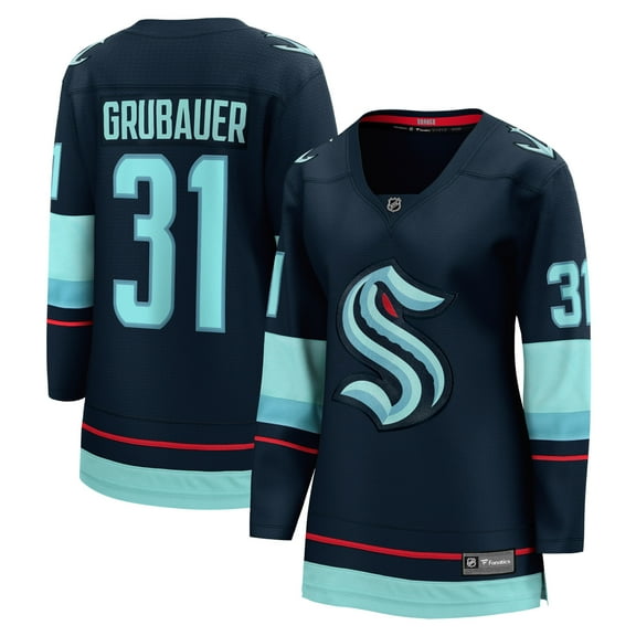 Women's Fanatics Philipp Grubauer Navy Seattle Kraken Home Breakaway Player Jersey