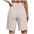 thumbnail image 3 of larppty Women's High Waisted Pleated Bermuda Shorts with Pockets, Casual Knee-Length Summer Shorts（White， S）, 3 of 9