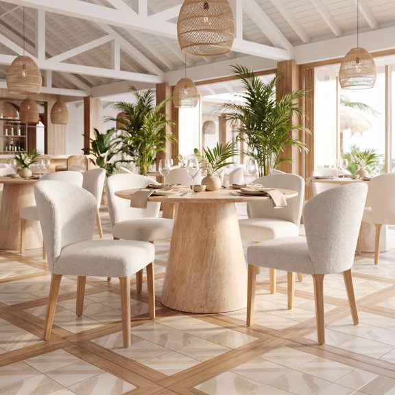 Mondstein Dining Chair Ivory Dining Chair, Modern Style, Shearling style fabric, Rubberwood, Indoor Dining