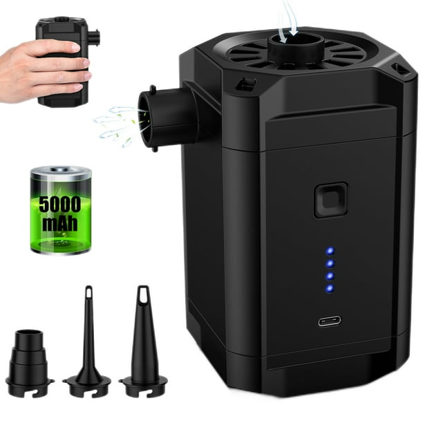 Bombas Inflado Rápido Compresor Aire 5000 MAh para Camas Colchón Aire (negro)