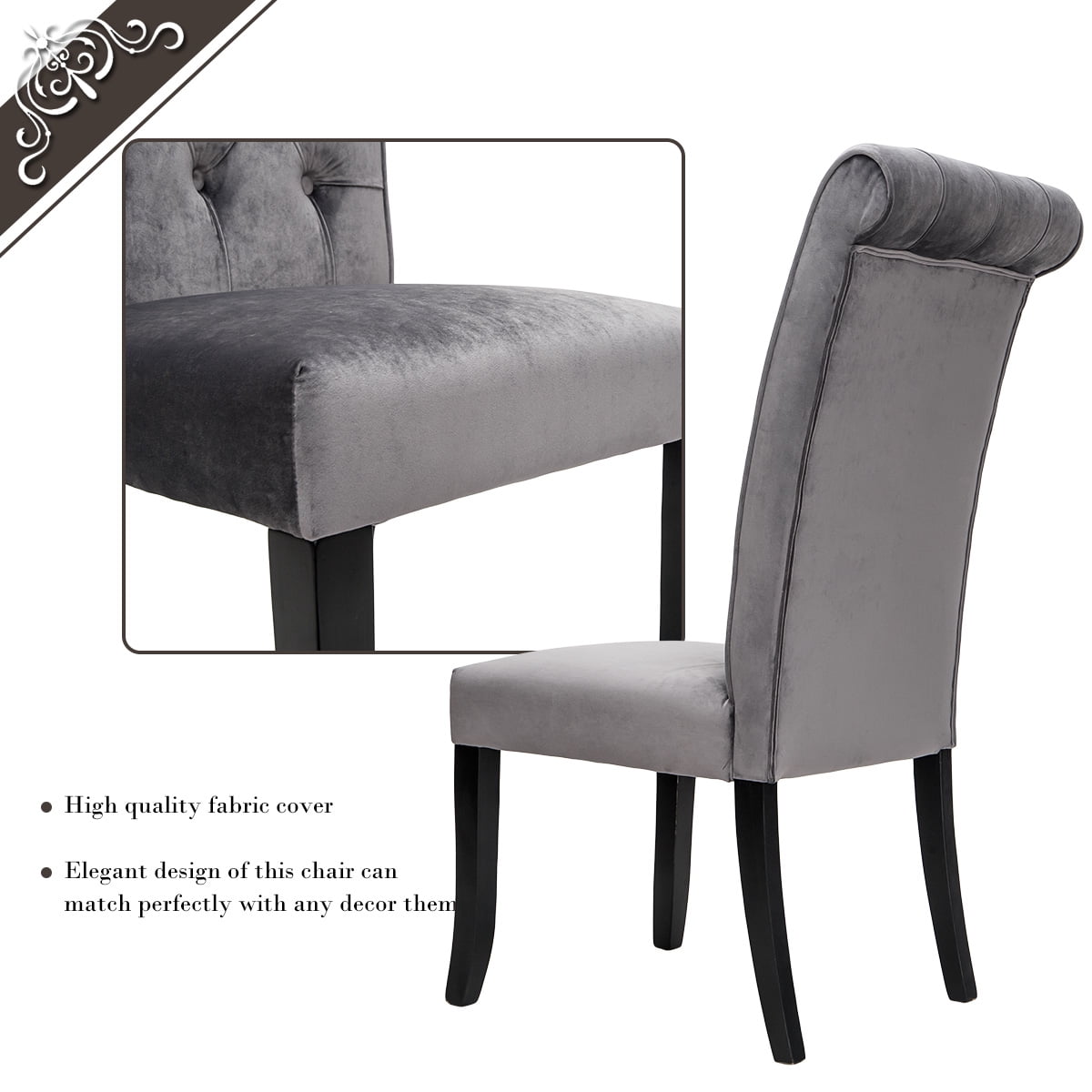 Kepooman Dining Chair, Set of 2, Gray Kepooman Dining Chair, Set of 2, Gray