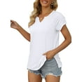thumbnail image 2 of Arvbitana Women Pleated Short Sleeve Tops Summer V Neck T-Shirts Casual Loose Fit Blouses S-XXL, 2 of 5