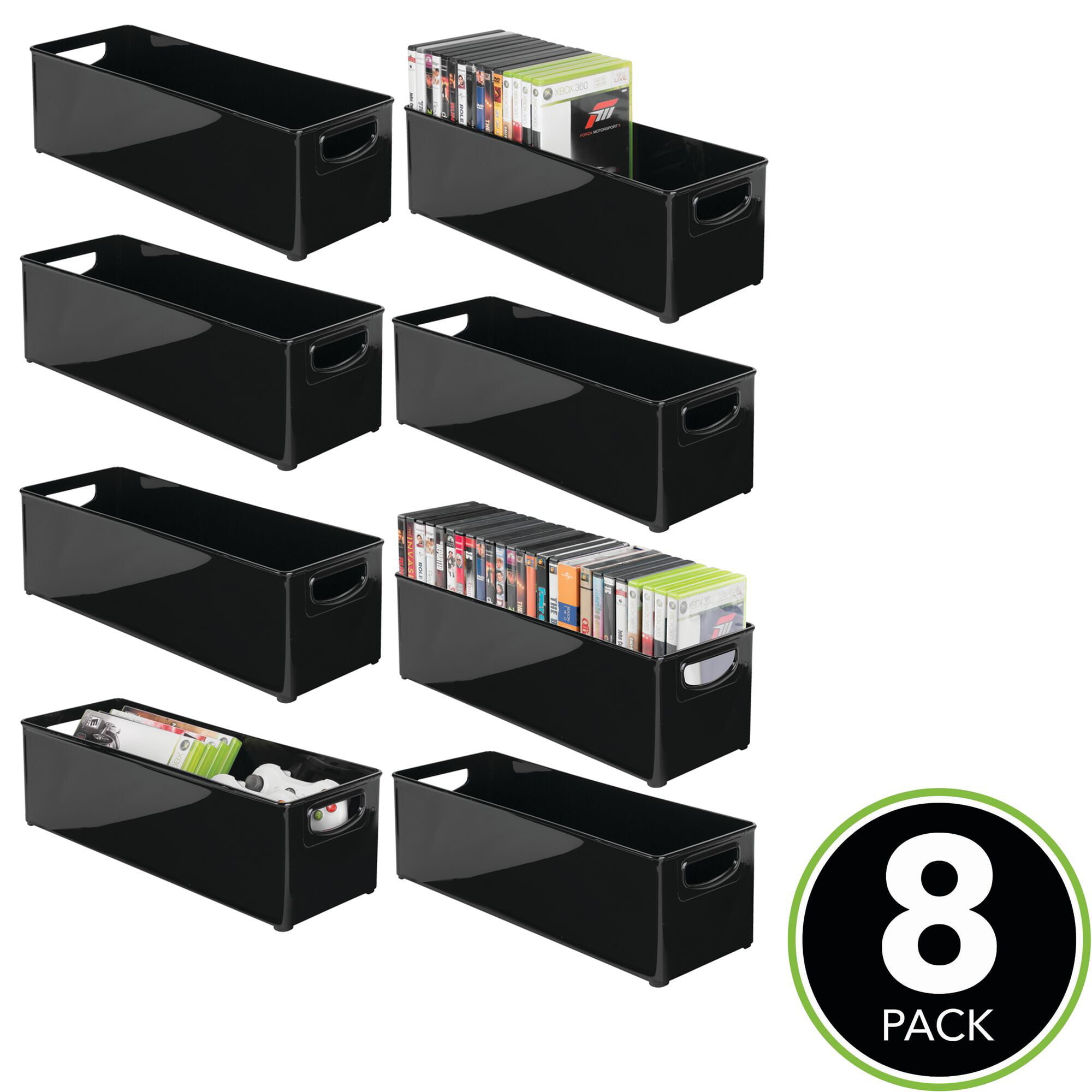 8 Pack Video Games Clear Details about   mDesign Stackable Storage Bin for DVDs Accessories 
