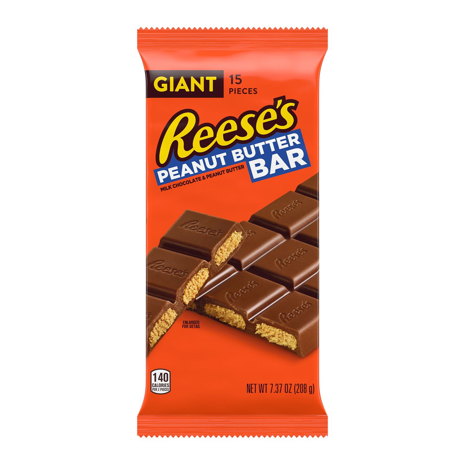 REESE'S, Milk Chocolate filled with REESE'S Peanut Butter Giant Candy, 7.37 oz, Bar (15 Pieces)