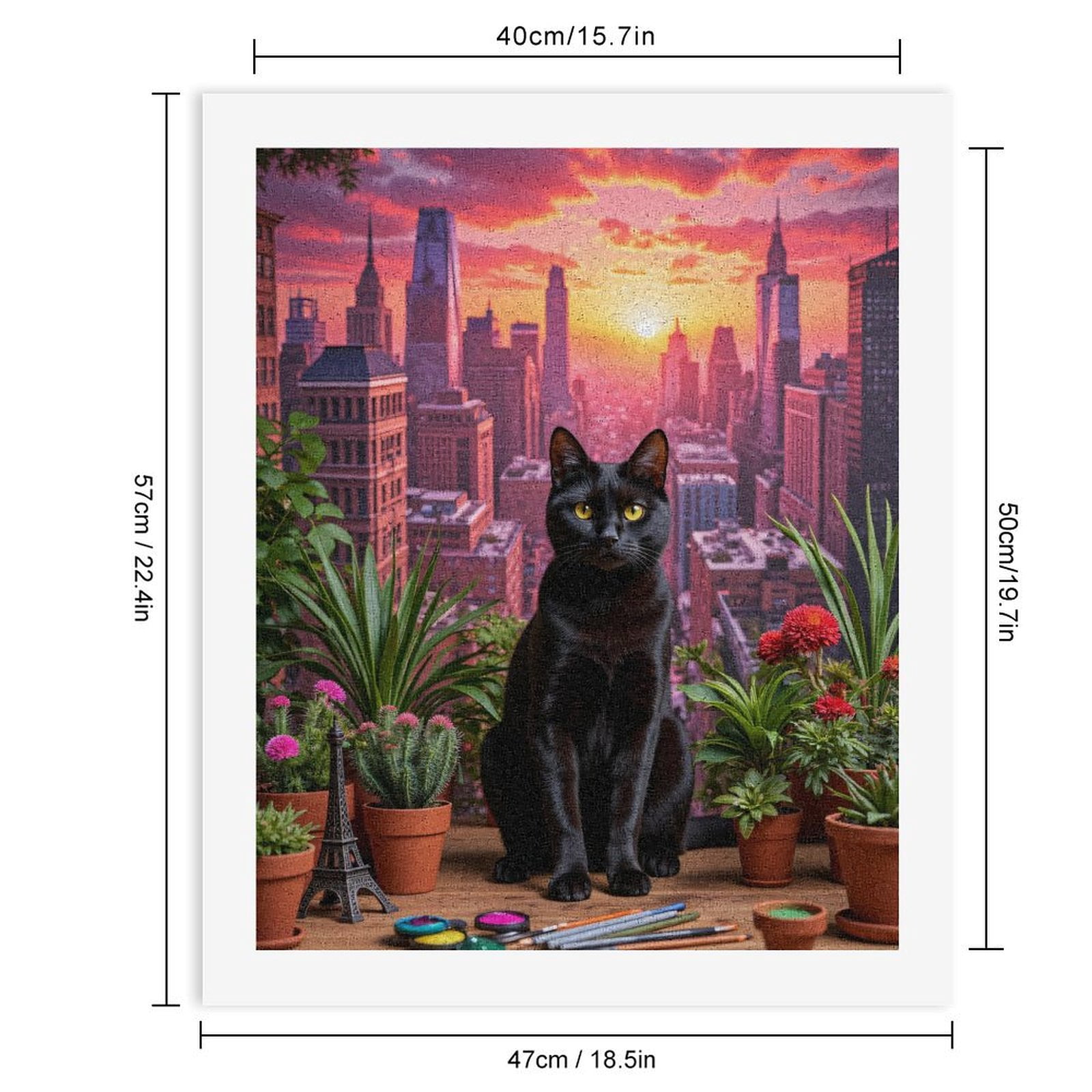 Paint By Numbers Kit for Adults Beginner - Cat Urban Scene Sunset Art Supplies DIY Canvas Painting Kits for Adults, Frameless Paint By Number for Adults for Home Wall Decor 16x20 Inch