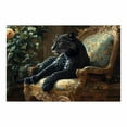 thumbnail image 2 of Mudket Framed Panther on Vintage Chair Canvas Wall Art, Luxury Leopard Print Wall Decor for Living Room Office, Trendy Animal Wall Art, Ready to Hang - 12"L x 8"W, 2 of 10