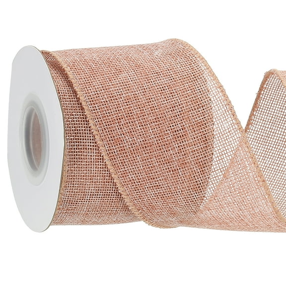 Uxcell Burlap Wired Ribbon Natural Jute Wired Edge Ribbons Solid Rustic Ribbon with Iron Wire for Crafts Gift Wrapping Light Brown 3 in