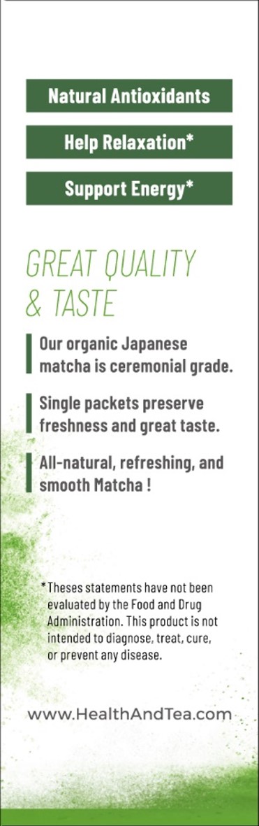 (2 Pack) Health&Tea Matcha on-the-Go, Top Grade Organic Japanese Green Tea Powder, 20 Sticks