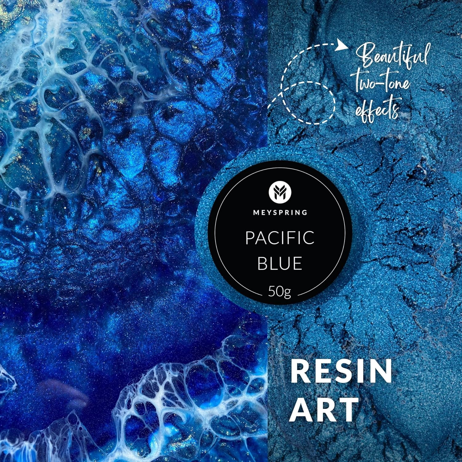 Pacific Blue Epoxy Resin Color Pigment - 50 Grams - Great for Resin Art, Epoxy Resin, and UV Resin - Mica Powder for Epoxy Resin